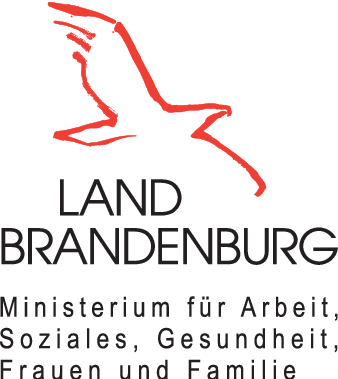 Förderlogo: Land Brandenburg, Miniasterium für Arbeit, Sotiales, Gesundheit, Frauen und Familie